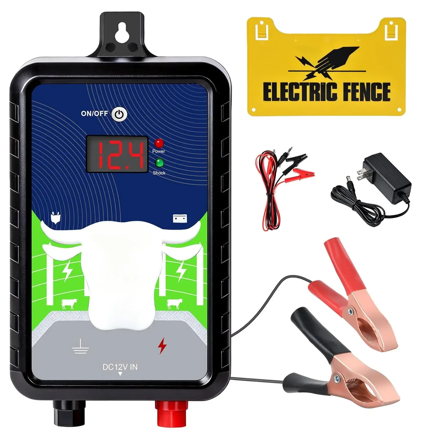 24KM/15 Miles Electric Fence, Animal Fence, Animals, Poultry Farming, Shepherd, Farm Fence Tool for Livestock 12KV High Voltage