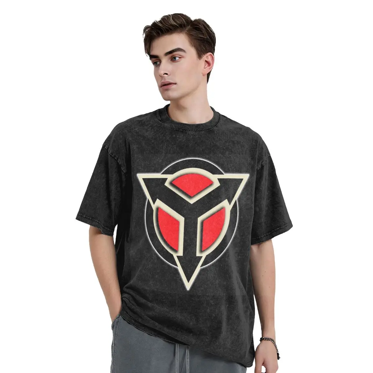 Helghan Empire Killzone Helghast Insignia Washed T Shirts Oversized Short Sleeve Hip Hop T-Shirt Streetwear Tops Tees for Men