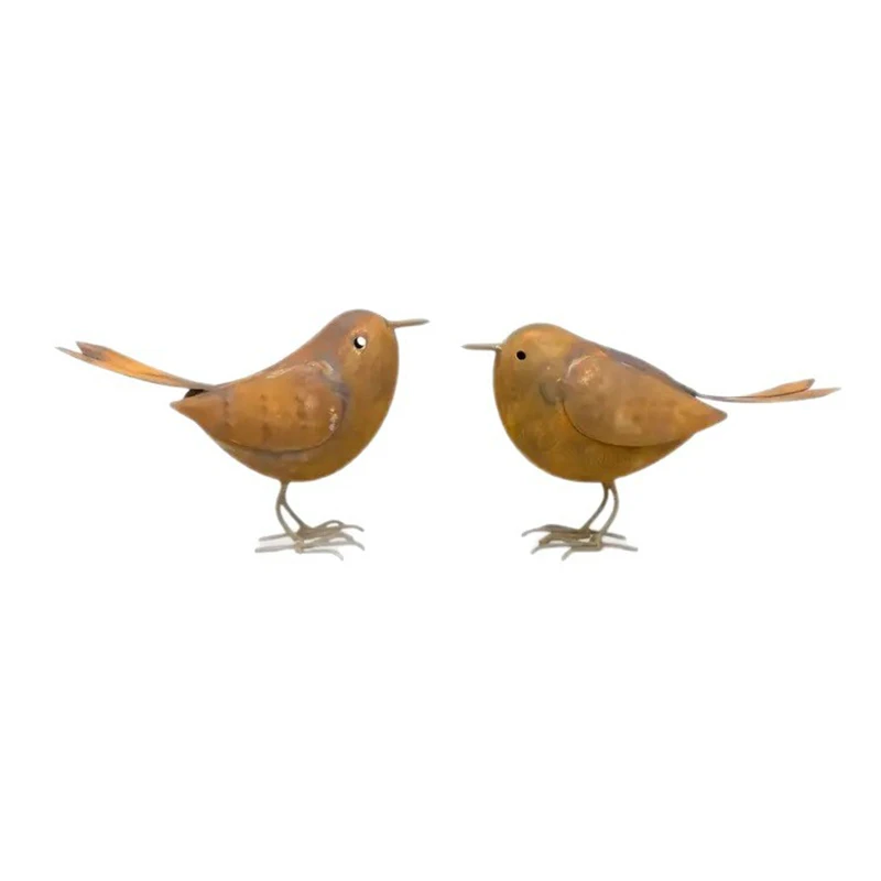 New·Rustic Metal Birds Outdoor Garden Decor Iron Art Birds Statue Metal Bird Ornament Courtyard Sculpture For Yard, Patio, Lawn