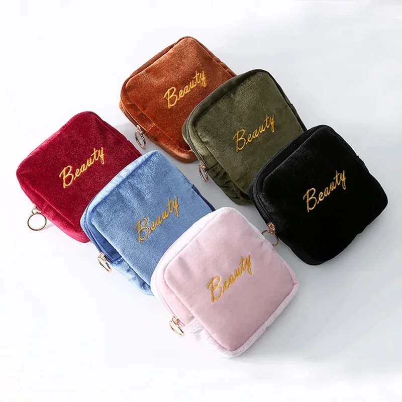 Women Girl Sanitary Napkin Storage Bag Lipstick Bag Zipper Makeup Pouch Travel Organizer Storage Case Small Coin Card Wallet Bag