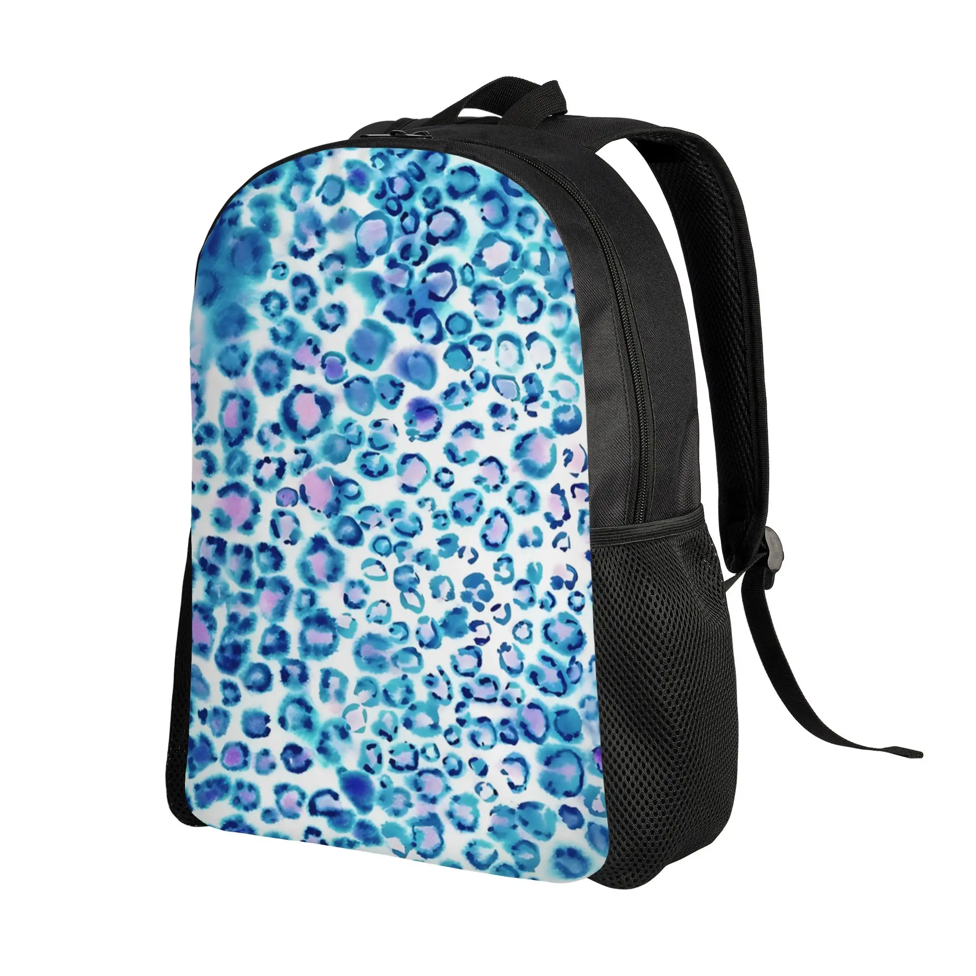 Back to school season Watercolor Leopard Print In Petrol And Magenta Schoolbag Leopard Print Male Lady Snack Storage Backpack