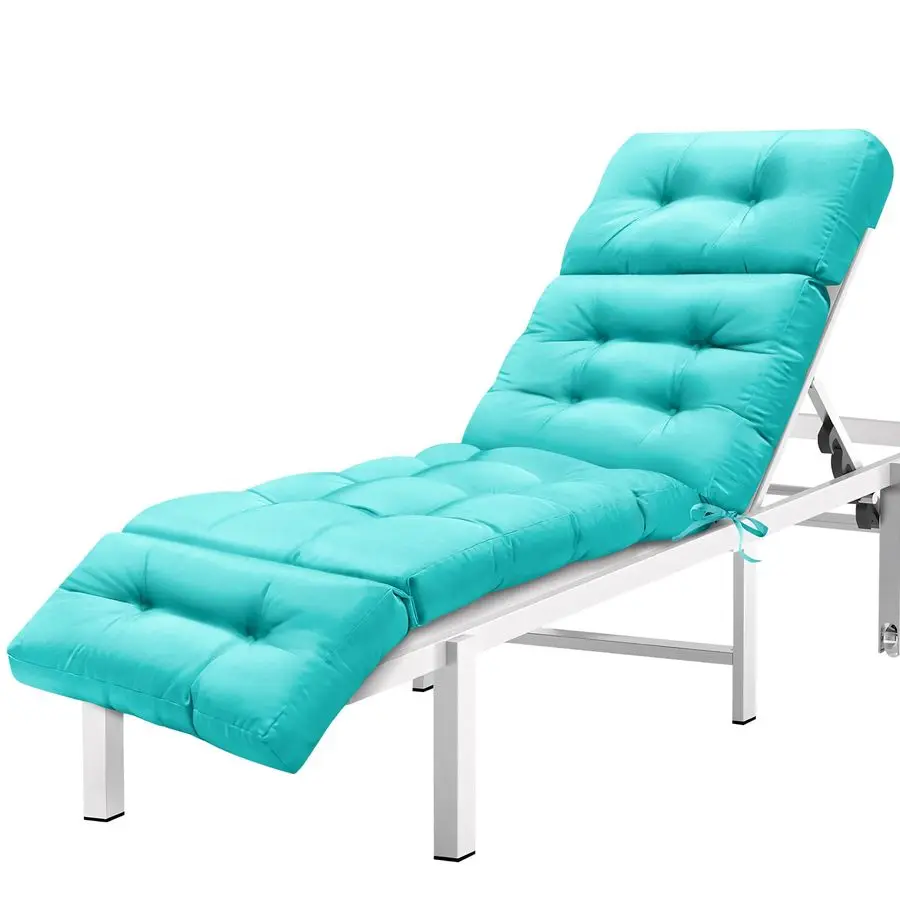 

Chaise Lounge Cushion Outdoor, Memory Foam Patio Lounge Chair Cushion with Ties for Indoor Outdoor Furniture, WaterRepellent Re