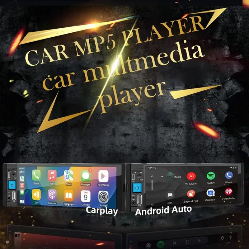 Advanced Car Radio MP5 Player 1DIN With Bluetooth, Carplay, Android Auto, And FM Receiver - Connect And Play-M54K