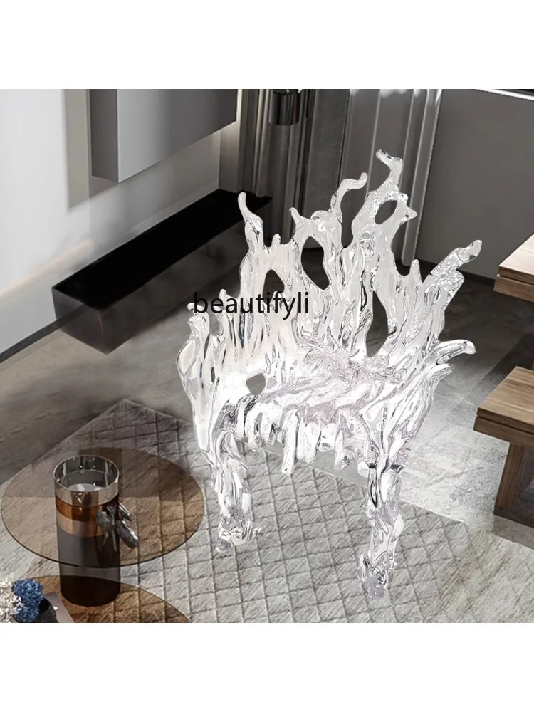 Restaurant Bar Lifting Designer Model Transparent Resin Sculpture Model Room Villa Living Room Backrest Chair