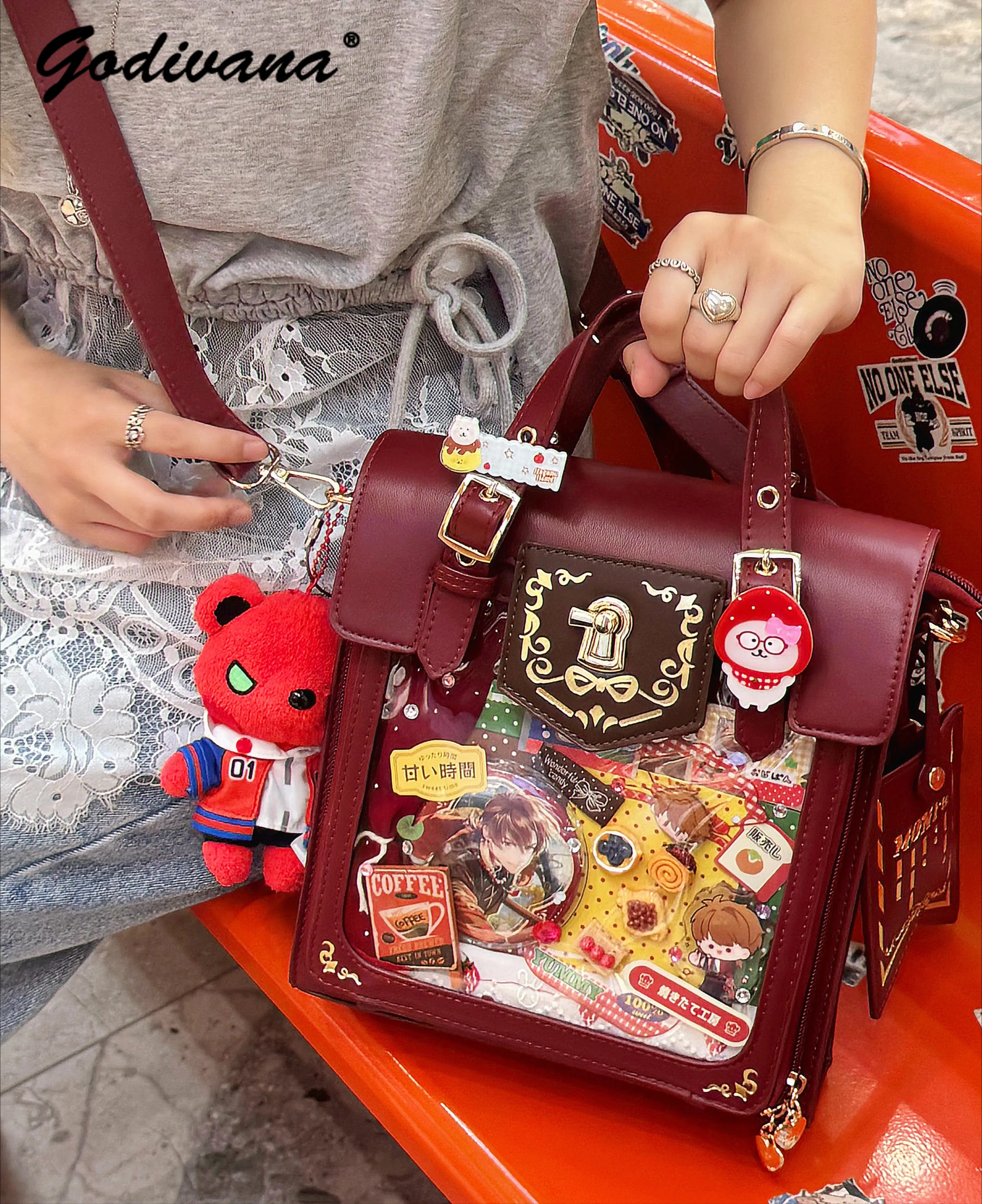 Japanese Style Jk Uniform Bags Students Retro Pain Bag Portable Crossbody Leather Shoulder Bag Women Backpacks