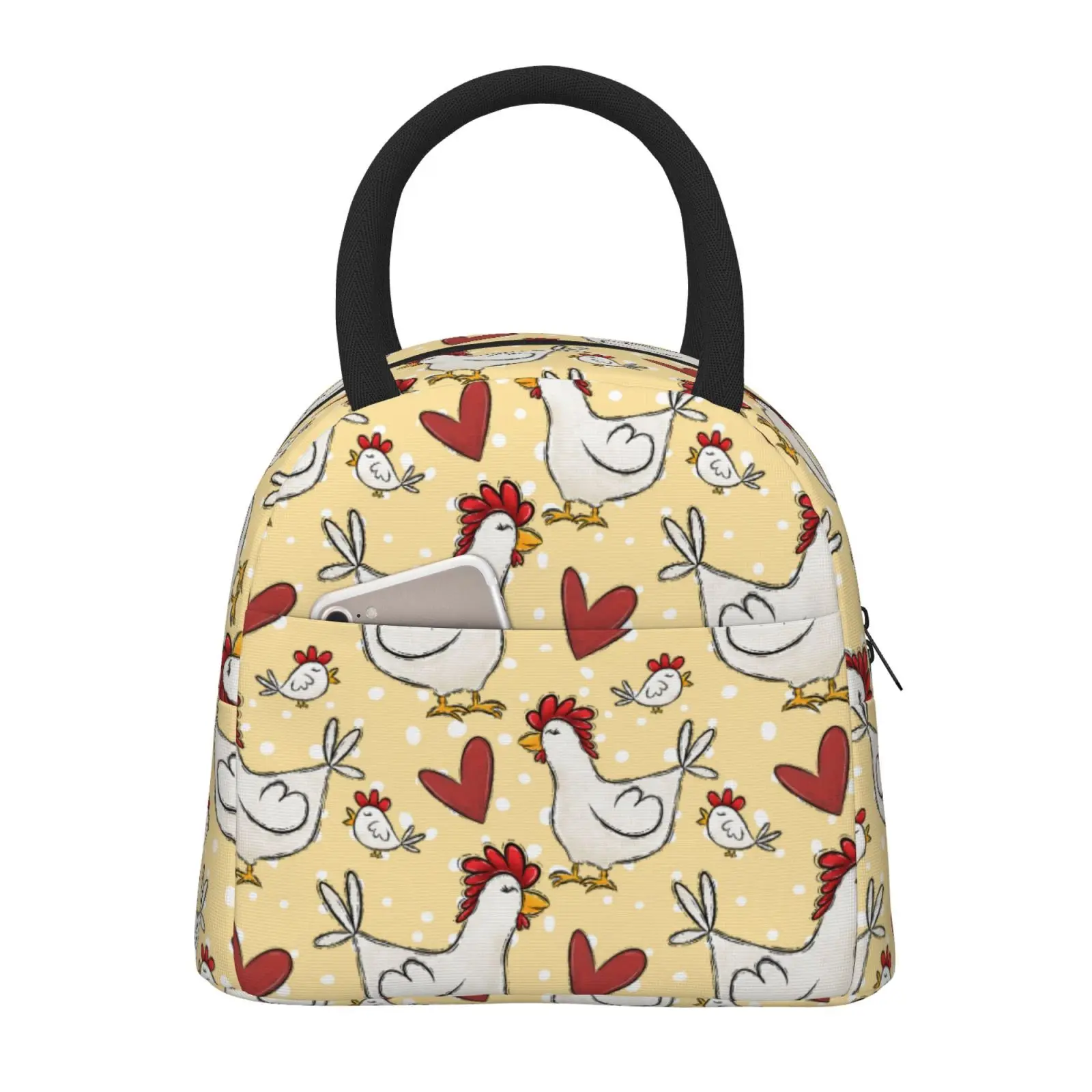 

Chickens Rooster Printing Thermal Insulated Lunch Bag Women Portable Lunch Container for Work School Travel Storage Food Box
