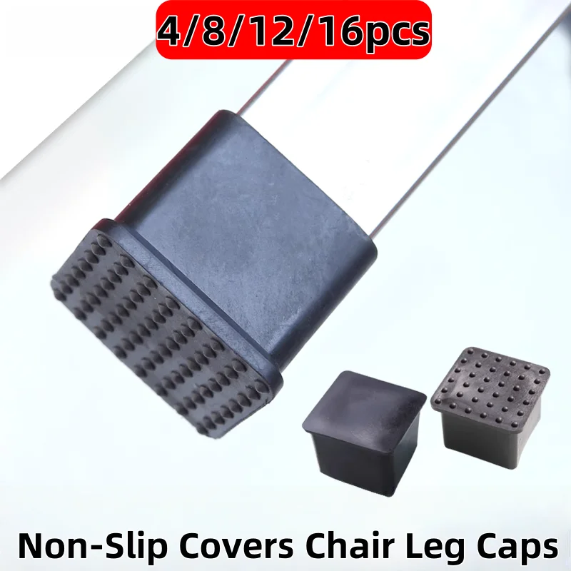 Gorros antideslizantes para patas de silla, cubierta cuadrada de goma para pies de mesa, calcetines, tapones para tubos, pies niveladores de muebles, protectores de suelo, 4-16 Uds.