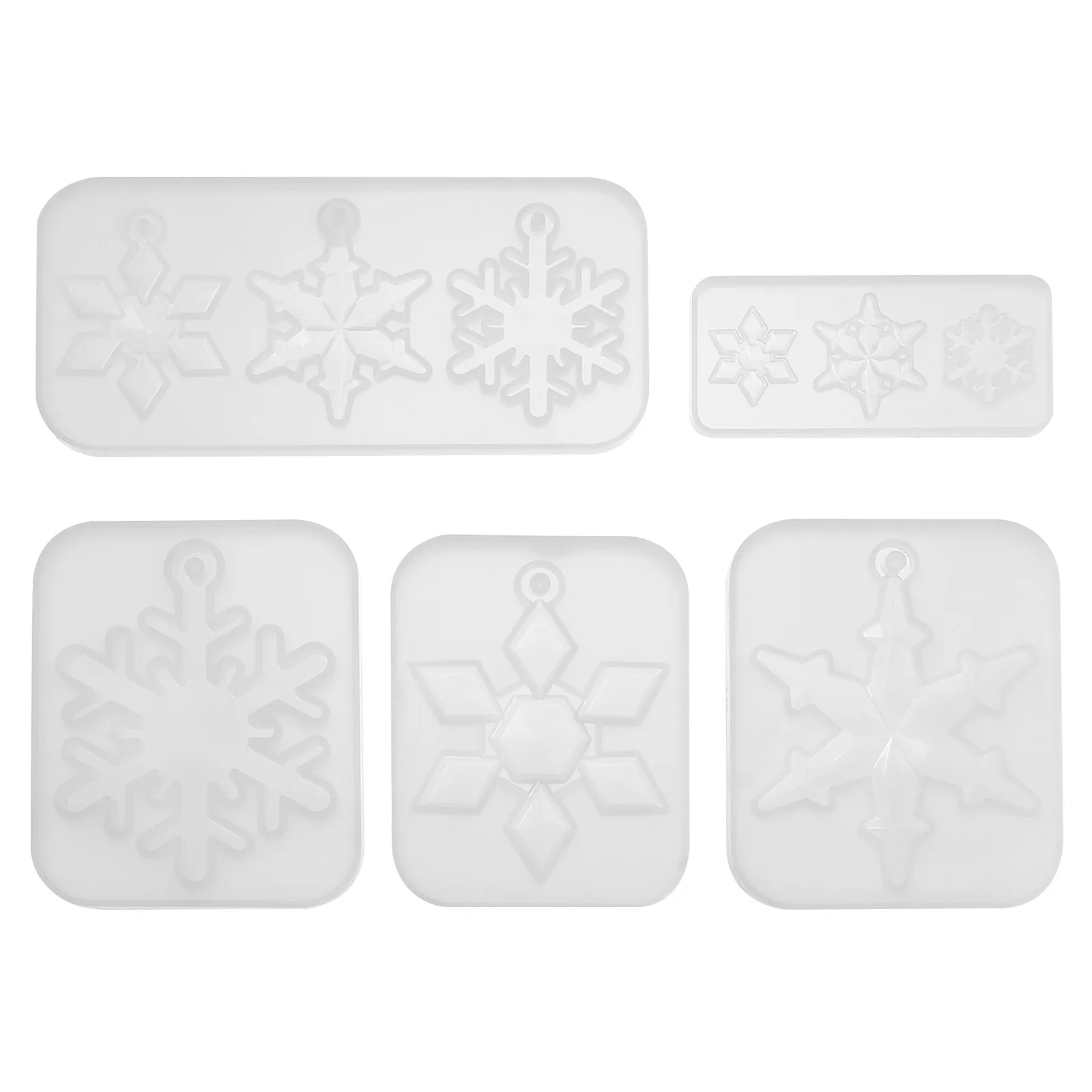 

5Pcs Snowflake Silicone Molds for DIY Crystal Epoxy Resin Jewelry Pendant Mold Xmas Christmas Hanging Ornament
