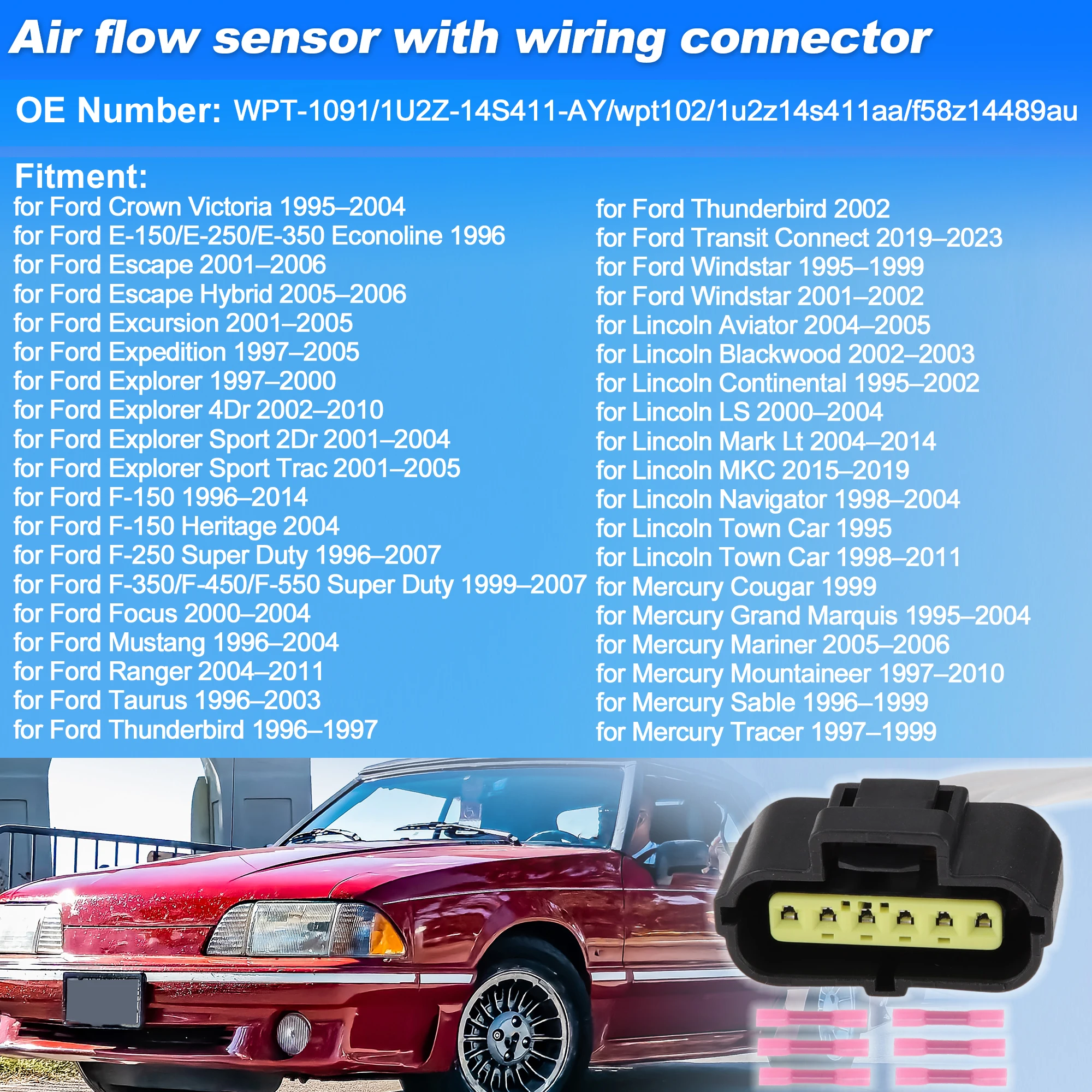 UXCELL For Ford Crown Victoria 1995–2004 WPT-1091 Mass Air Flow Sensor Connector