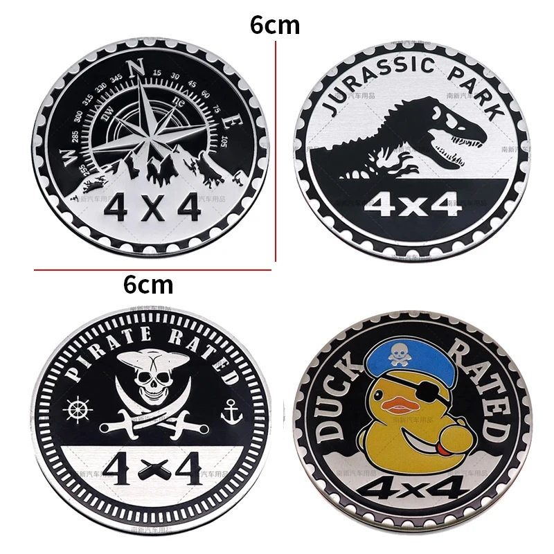 Aluminium Ente Pirat Jurassic bewertet 4x4 Auto Emblem Abzeichen Heck Kofferraum Aufkleber für Jeep Wrangler Grand Cherokee Renegade Kompass