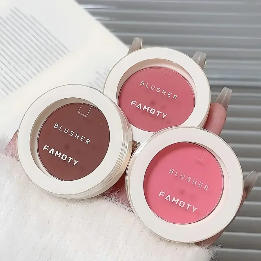 2025 لوحة أحمر الخدود أحادية اللون تدوم طويلاً مقاوم للماء مسحوق مضغوط ماتي أحمر الخدود لتحديد الخدين مستحضرات التجميل السفر #2