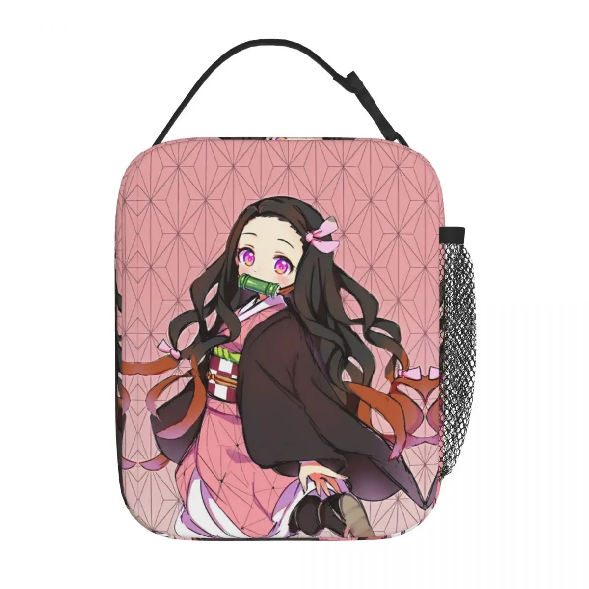 Demon Slayer Nezuko Kamado bolsa de almuerzo aislada, contenedor de almuerzo de alta capacidad, bolsa enfriadora, bolsa de mano para exteriores, Bento