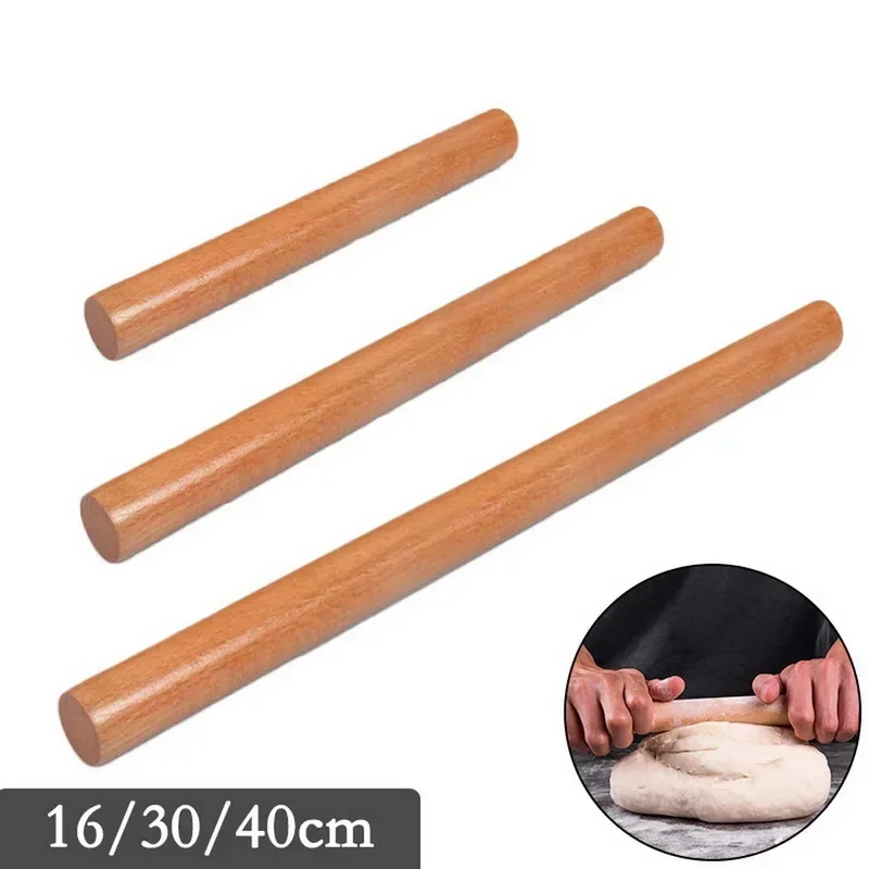 16/30/40cm Non-Stick Cake Fondant Pastry Wooden Rolling Pin Embossed Rolling Pin for Kitchen Cake Roller Crafts Baking