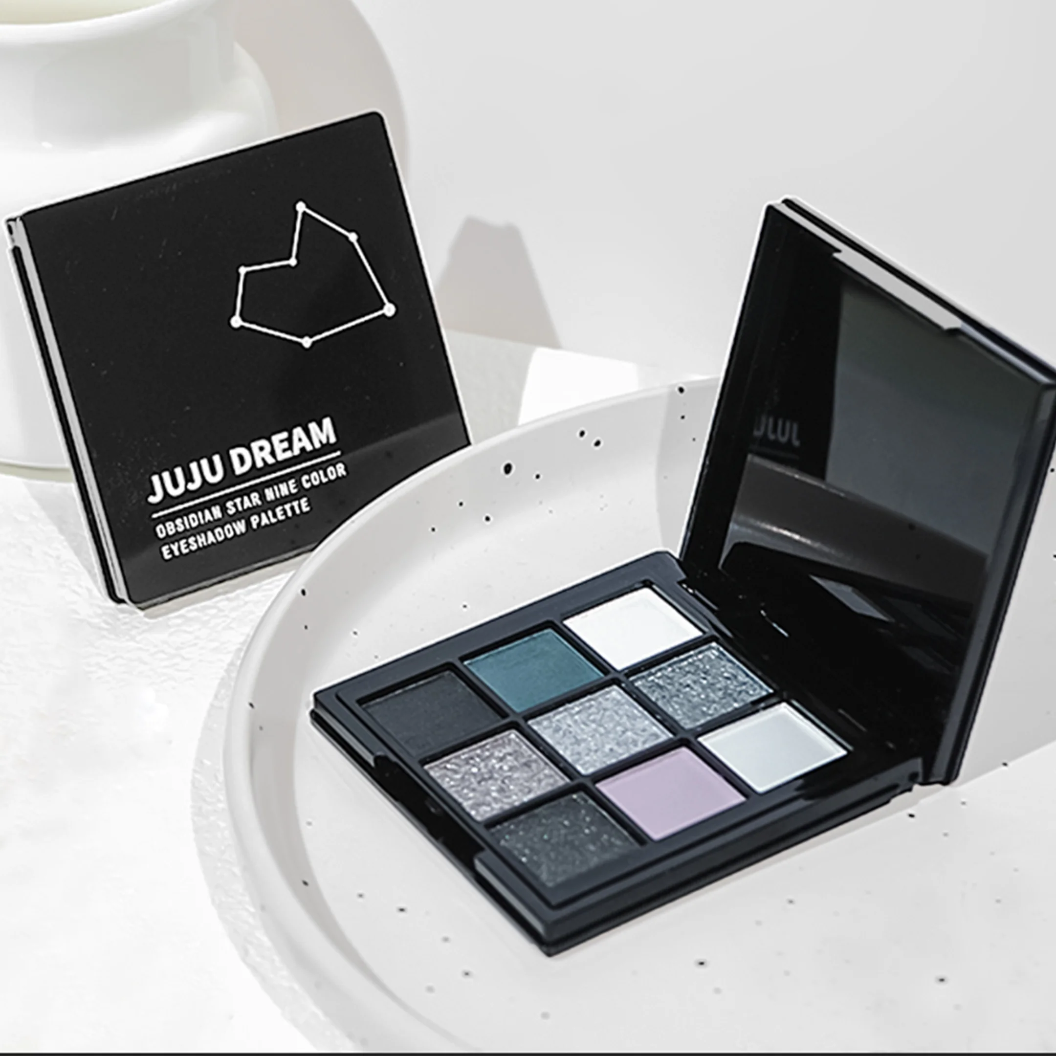 9 color Smoky eyeshadow palette, dark gray Smoky Gothic eyeshadow palette, soft matte shimmer eye makeup image 2
