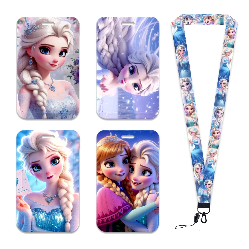 Frozen 2 Disney princesa Anna cordón animeted cuerda de teléfono para soporte de tarjeta de identificación correa para el cuello llavero cordón Lariat regalos para niñas