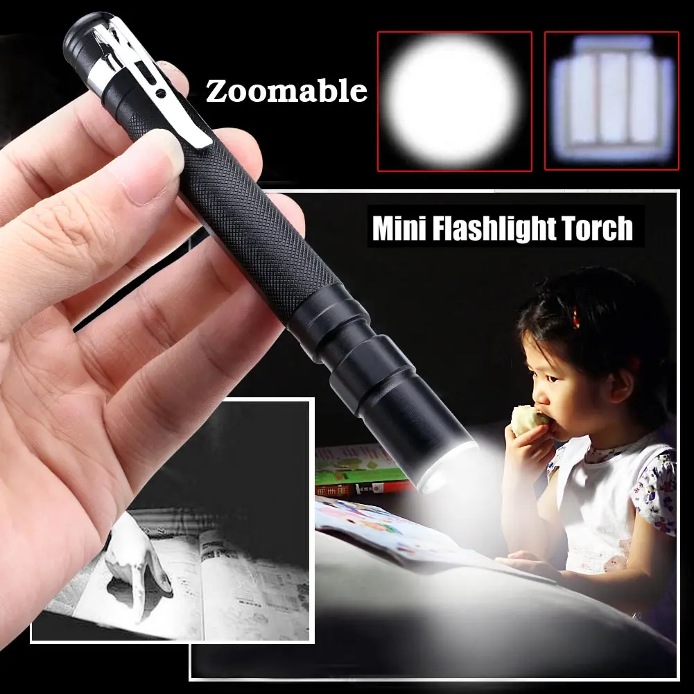 2000lm LED Flashlight mini Medical Handy Pen Light LED Torch Lamp With Stainless Steel Clip Pocket Led Flashlight