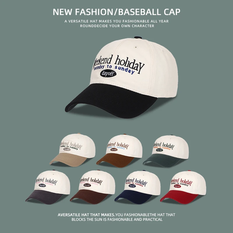 

Baseball Cap Women's Soft Top Japanese Style Big Head Circumference Wide Brim Retro Color Matching Peaked Cap for Men