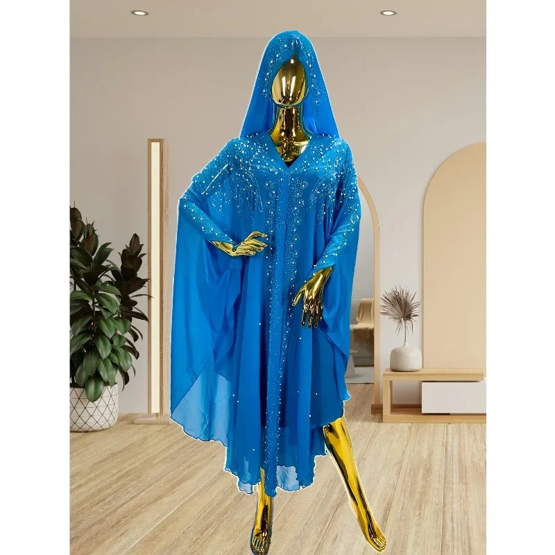 

One Piece Evening Dress Women Dashiki Muslim Fashion Abaya African Clothes Robe Marocaine Luxury Dubai Kaftan Dress Vetement
