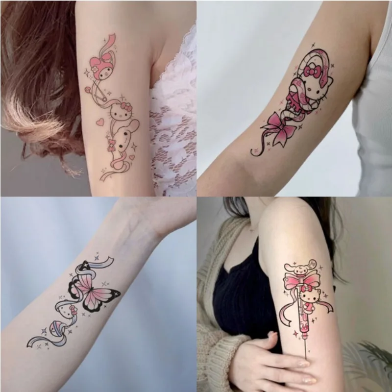 MINISO 5/24/25pcs Sanrio HelloKitty Color Waterproof Tattoo Sticker Sweet Little Fairy Ins Sweet Cool Girly Arm Tattoo Sticker