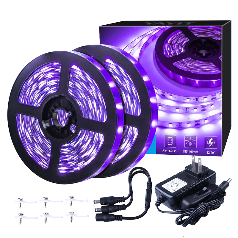 UV LED Black 5m 10m 15m 20m Tube Fluorescent Glow-in-the-Dark Lamp for Home 395NM for Parties Halloween Birthday UV Light Strip