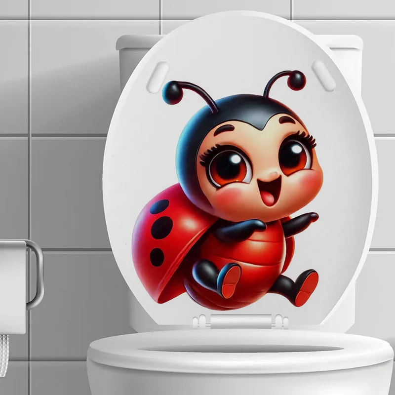 MT813# Cute Seven-Spotted Ladybug Stickers, Bright Wall for Home, Cabinet, Door,Toilet,Decoration, Vinyl Car Decals