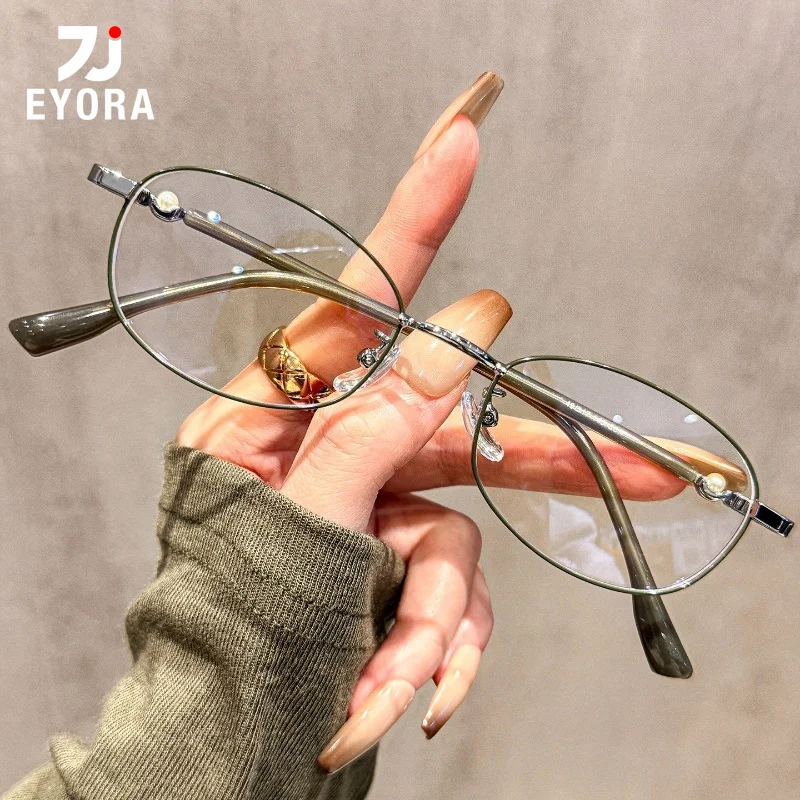 EYORA Stylish Versatile Oval Reading Glasses for Women Anti Blue Light/Photochromic Glasses Optical Lenses with Prescription