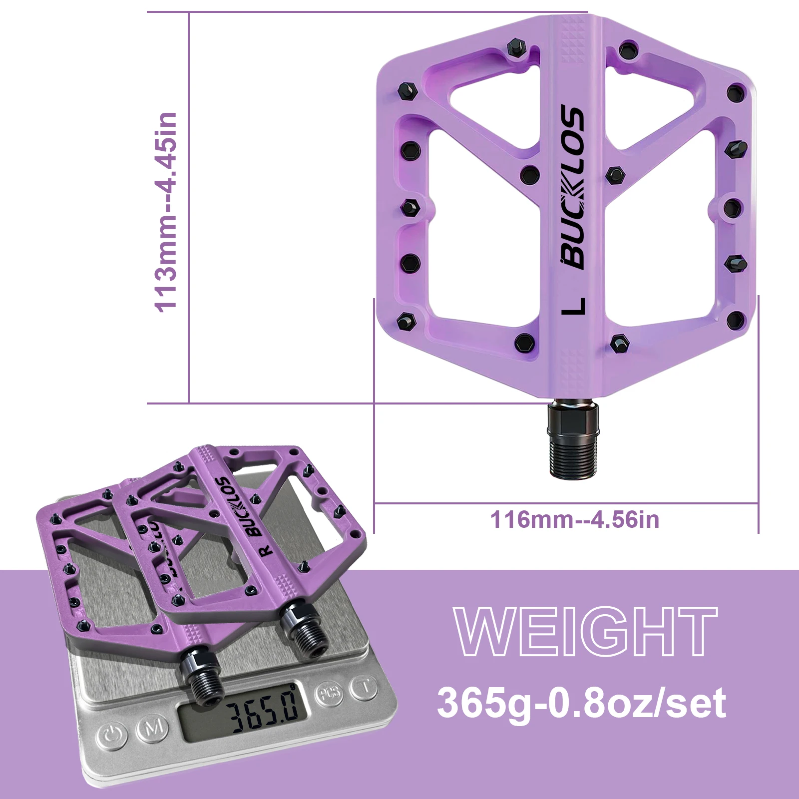 BUCKLOS Pedale DU Lager Fahrrad Pedal Plattform Ultraleicht Nylon Straße Mountainbike Pedal Rutschfeste MTB Flache Pedale Fahrrad Teil