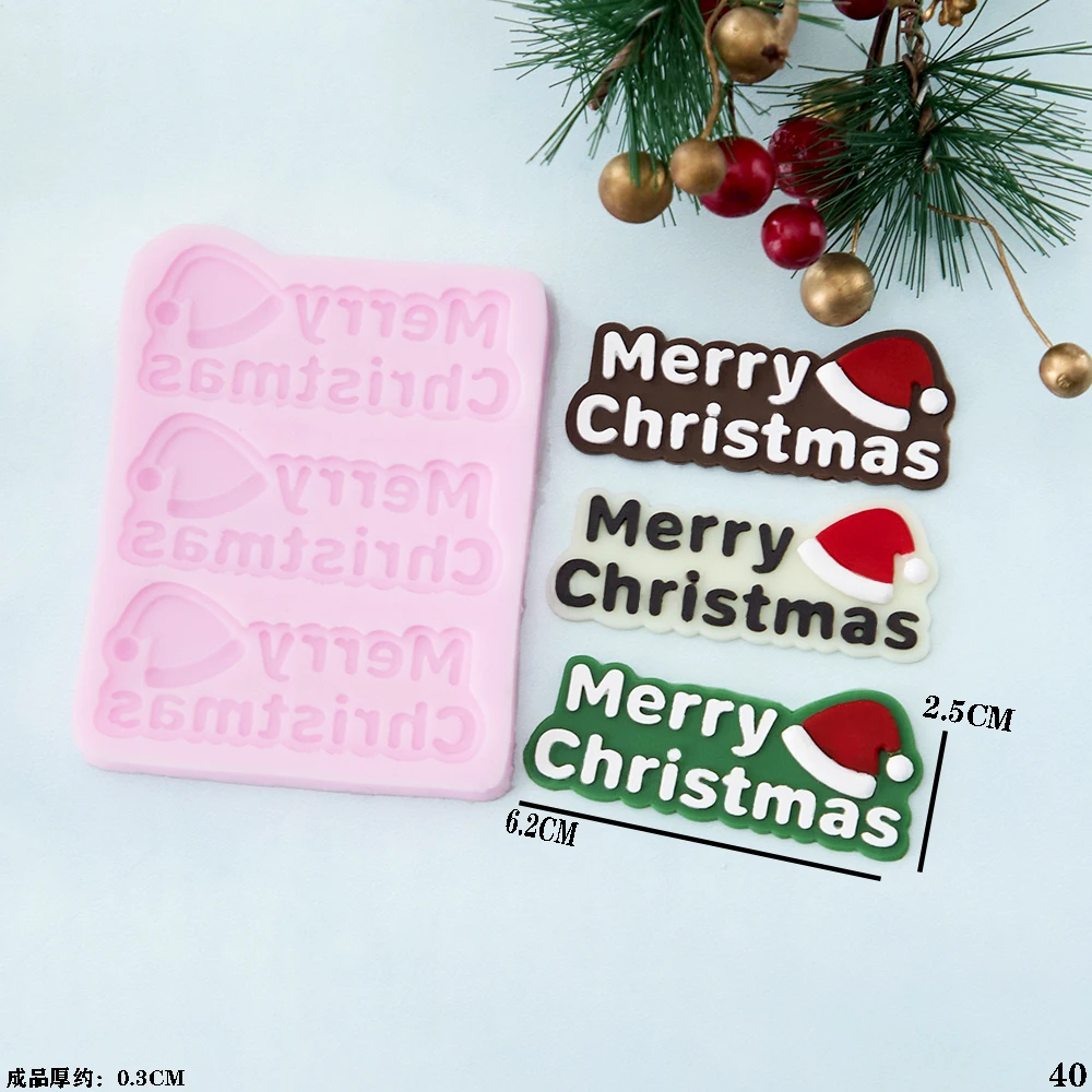 Christmas Eve Apple Silicone Molds Variety of Merry Christmas Chinese and English Baking Tools Chocolate Fondant Silicone Mold