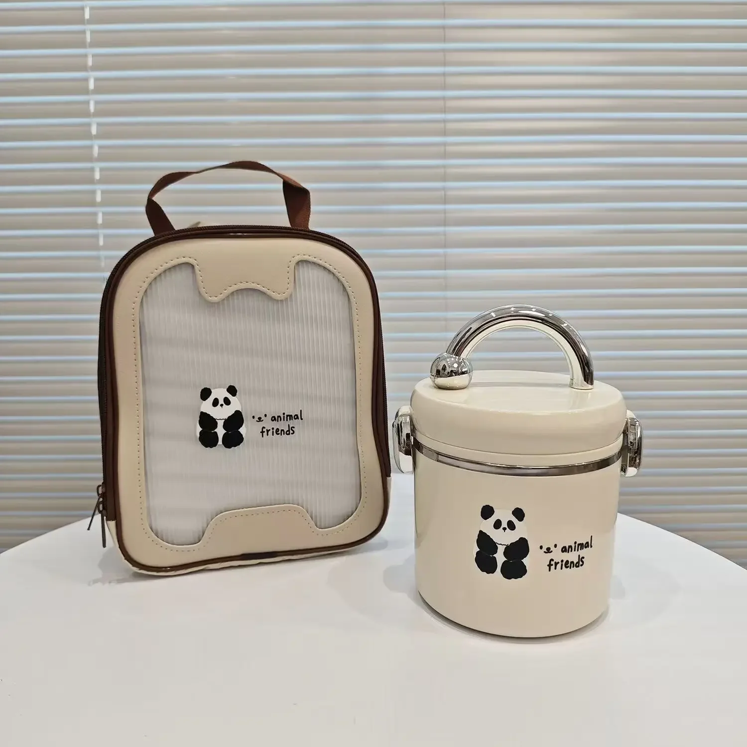 304 stainless steel thermal insulation rice bucket with thermal insulation bag panda lunch box office worker student