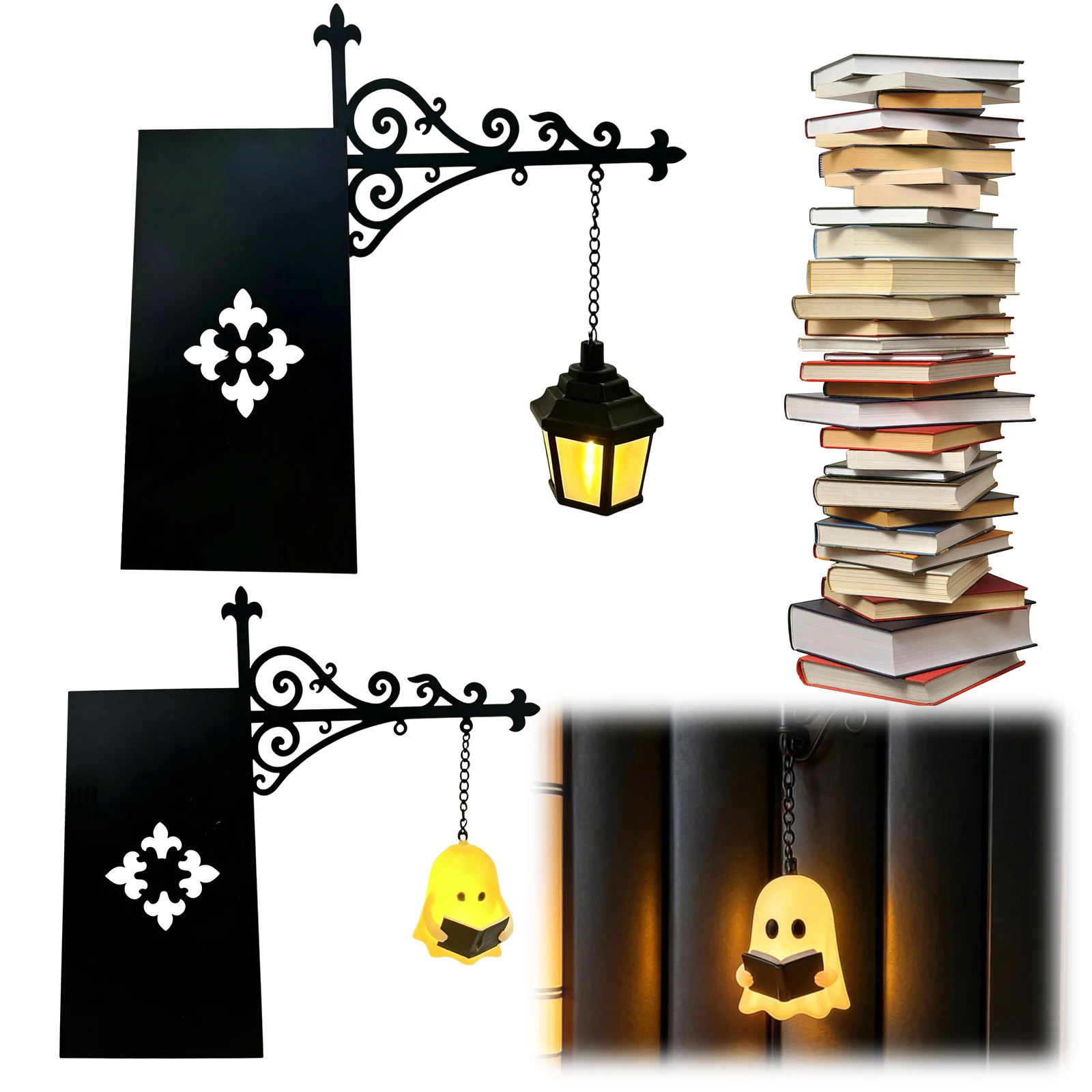 3D Printed Decorative Bookshelf Light Warm Glow & Easy Placement Vintage Bookcase Lamp for Study Corner Home Library Decor