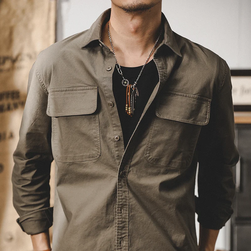 

New Autumn Workwear irt Men's American Heavyweight Retro ular Long Sve Loose Casual irt Men's Youth Trend Fall Season