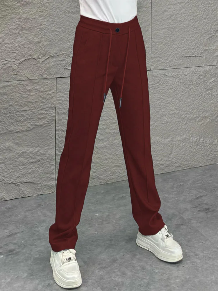 

Ele Casual Pants Men's Red Straight Leg Pants Versatile Autumn Winter New Arrival mat Sle Luxury Lightweight Lon...