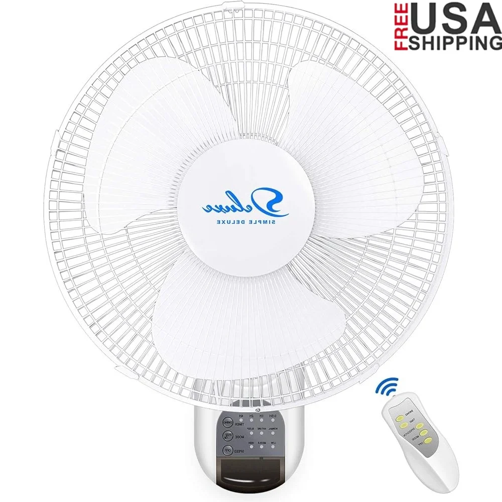 16インチ壁掛け扇風機 リモコン付き 首振り 3段階風量調節 タイマー機能 垂直チルト 静音 空気循環 家庭 オフィス ガレージに最適