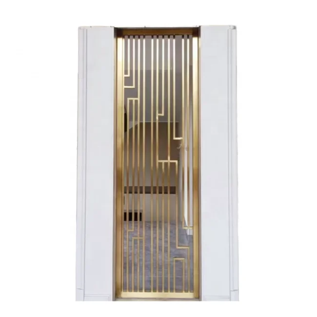 Customized Modern Design Matt Golden Aluminum Metal Partition Screen Steel Panel Screen Multi-Functional Garden Use Curve