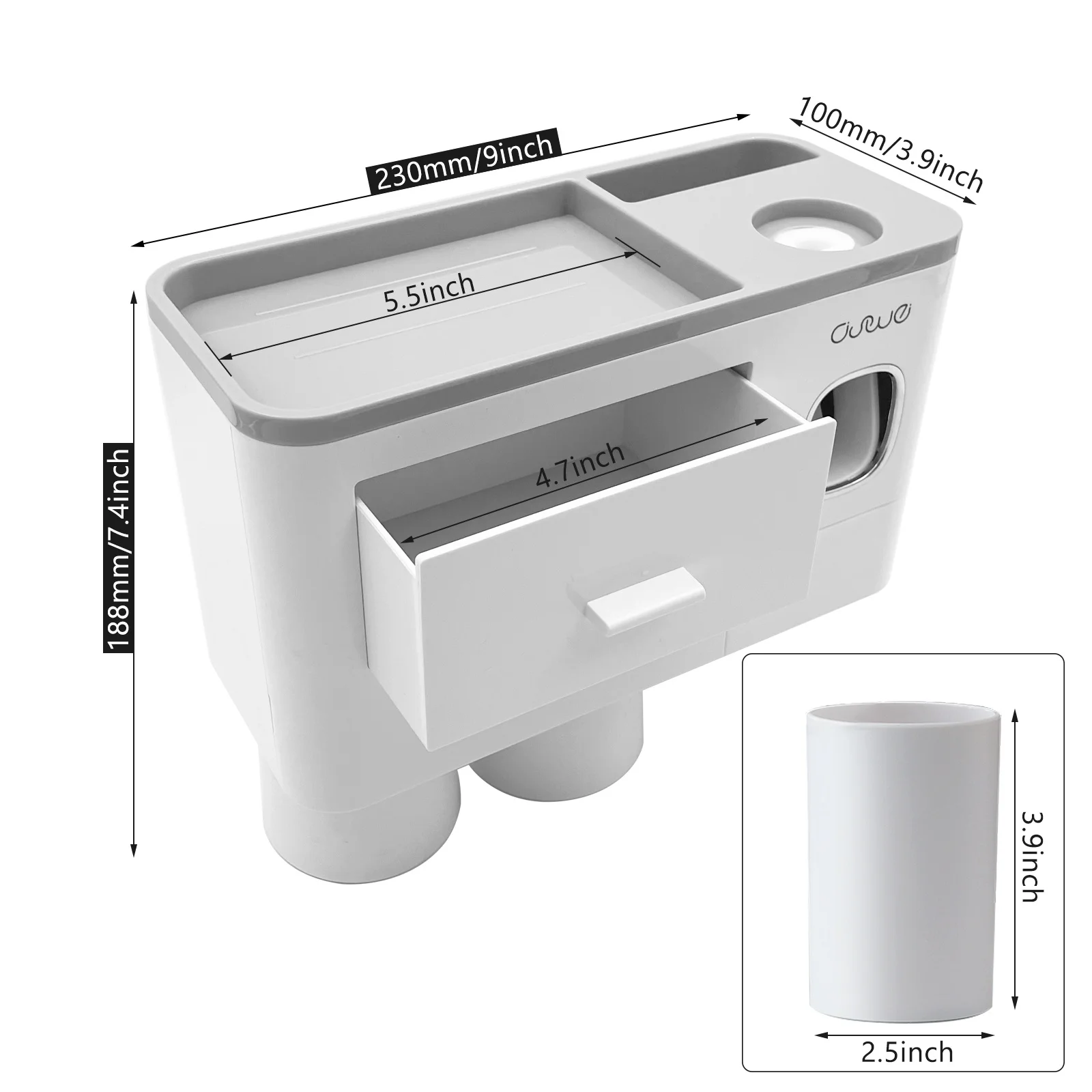 Bathroom Toothbrush Holder Wall Mounted Bathroom Storage Rack Double Automatic Toothpaste Dispenser with Magnetic Cups