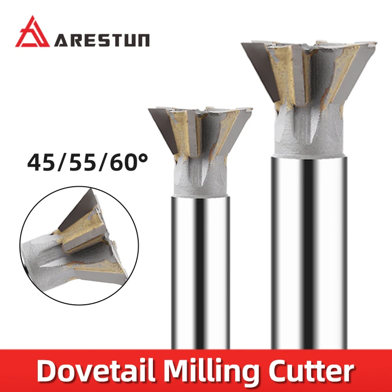 YG8 Dovetail Groove Milling Cutter 45/55/60 Degrees Straight Shank Hard Alloy welded tungsten steel dovetail cutter 16MM 20MM