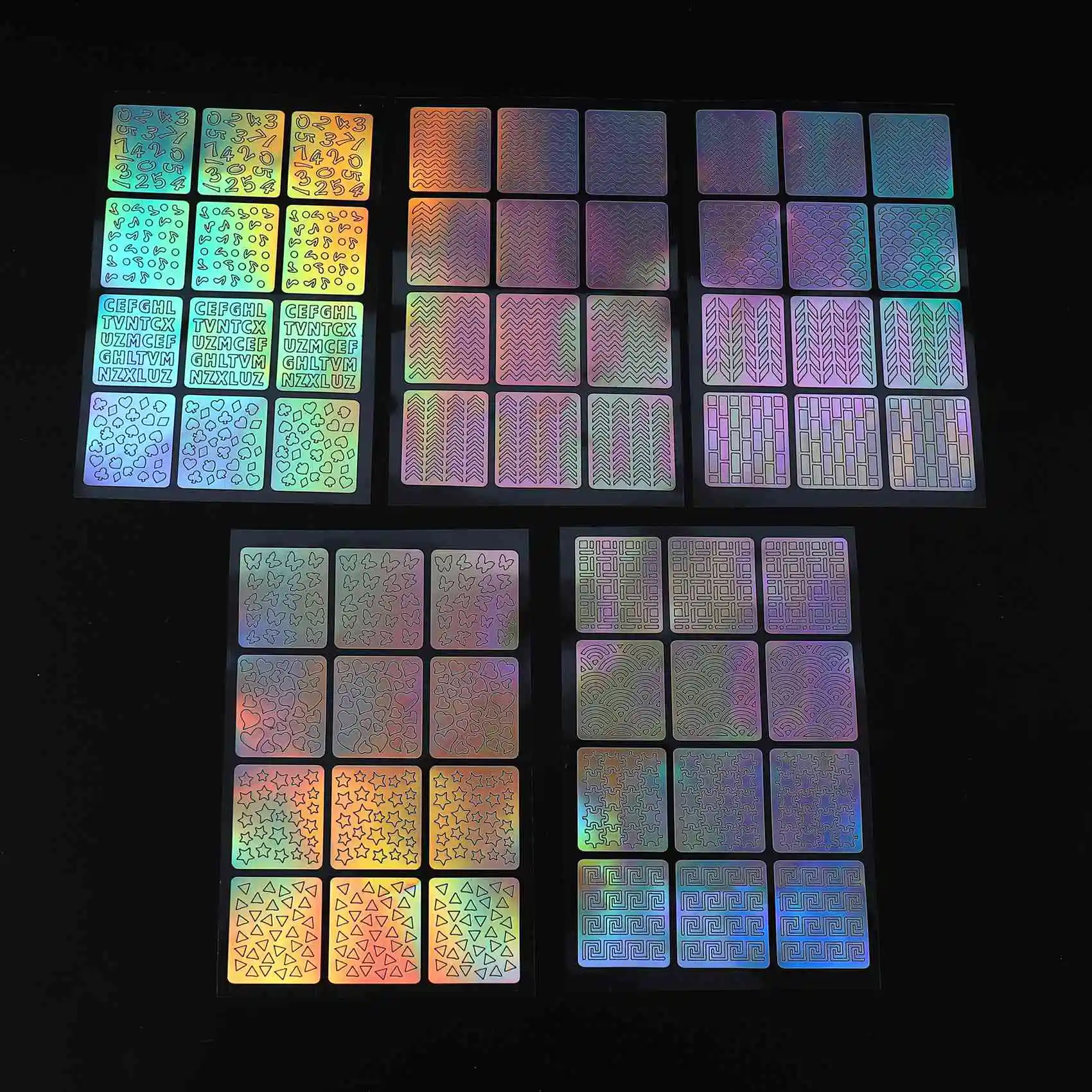 60 pieces 5 sheets styles nail stencils Art nail stickers set Cute nail Art designs nails Stencil sheets