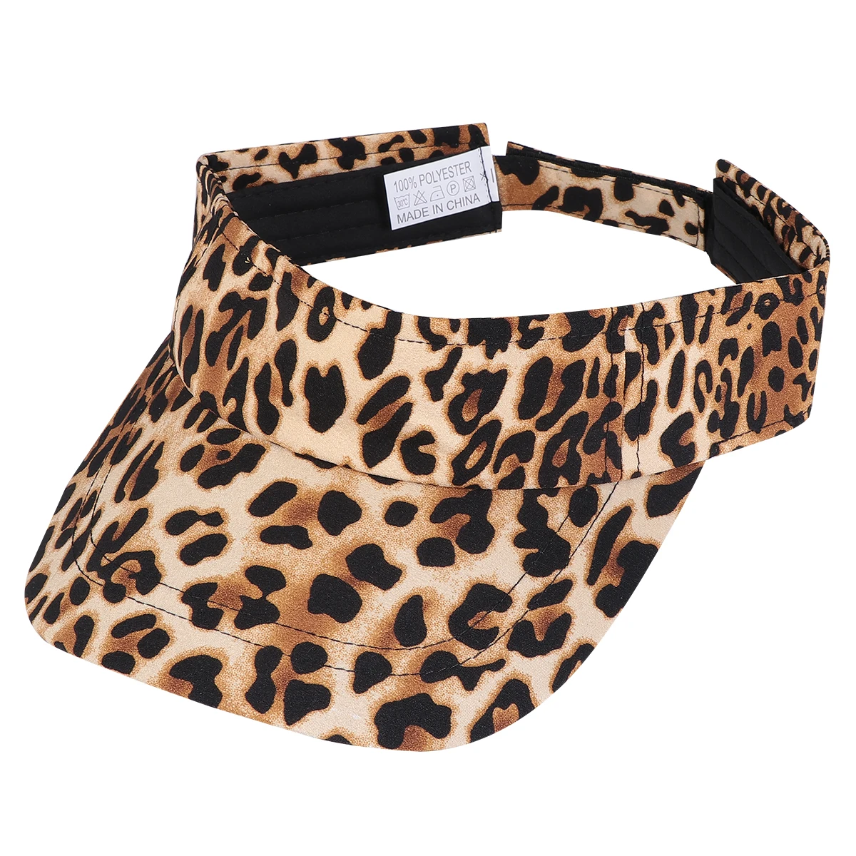 

1pc Summer Sun Hat Leopard Pattern Visor Cap Fashionable Plastic Adjustable Wild Print Sun-Shade Hiking Camping Fishing