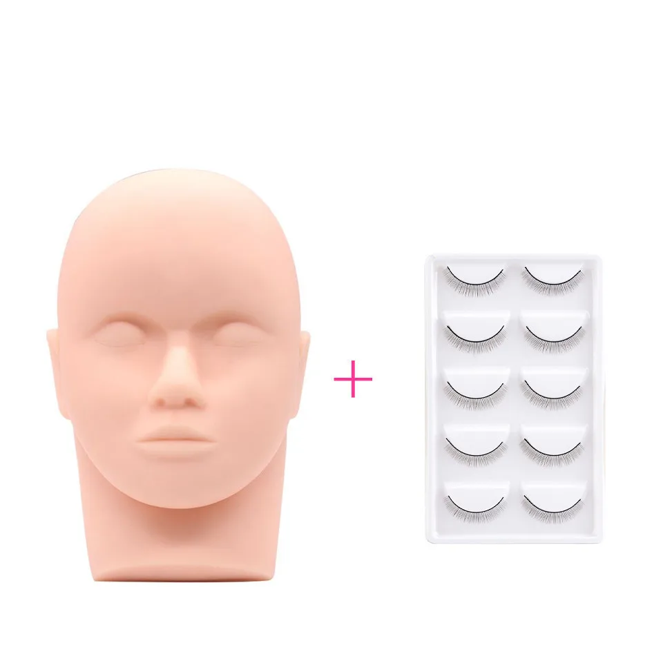 Soft Silicone Training Head for Individual Eyelash Extension Practice Eyelashes Kit Mannequin Head/Face with Eyelids Makeup Tool