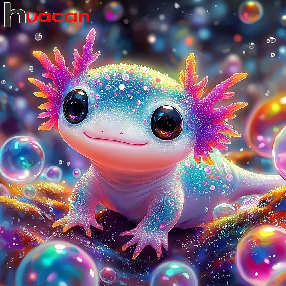 Huacan DIY Diamond Painting Cute Axolotl Full Square/Round Mosaic Cartoon Animal Art Rhinestone Picture 5D Home Decor