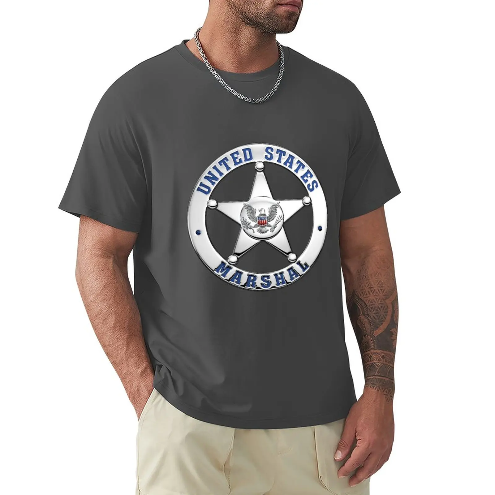 U.S. Marshals Service - USMS Badge over Blue Velvet T-Shirt summer tops sublime t shirts for men pack