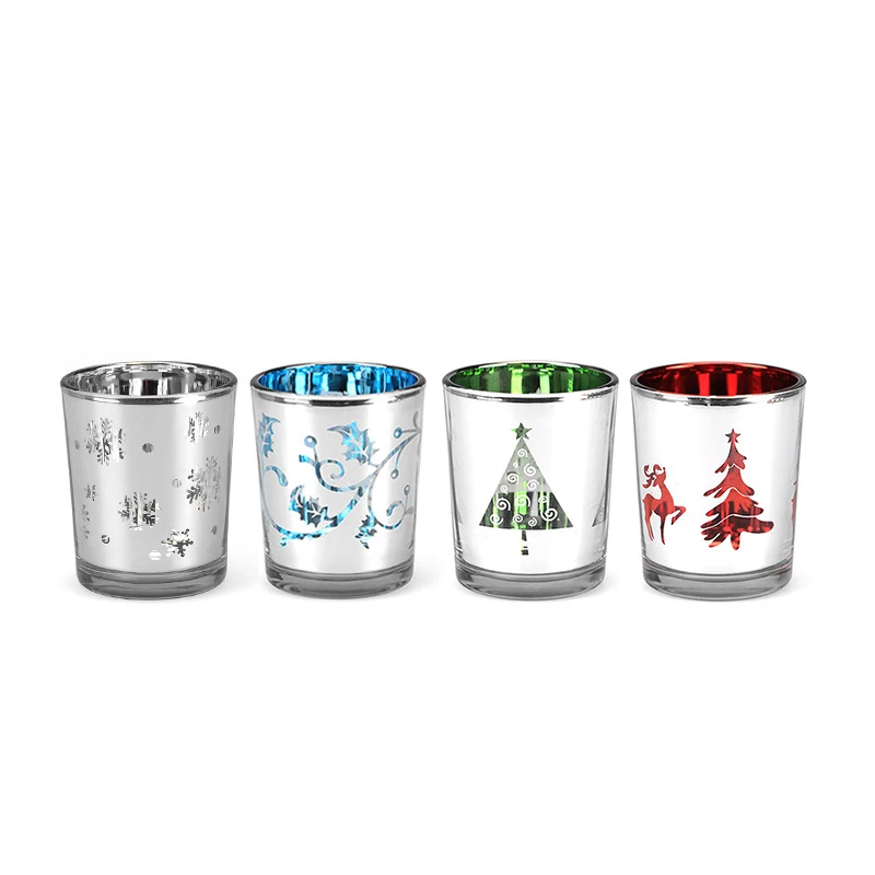 6pcs/set Snowflake holly leaf reindeer Tree candle cup home decoration holder metal color table tea light holder