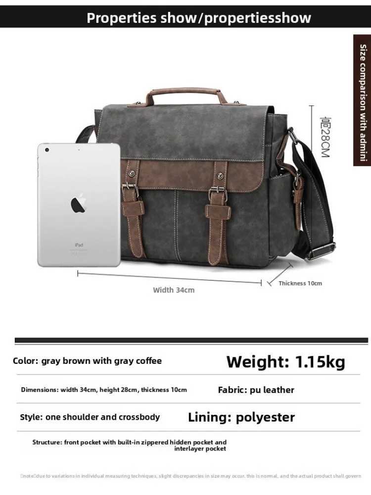 حقيبة كتف واحدة عصرية جديدة للرجال، حقيبة كروس بسيطة ذات سعة كبيرة، حقيبة ساعي البريد أفقية ريترو متعددة الوظائف #6