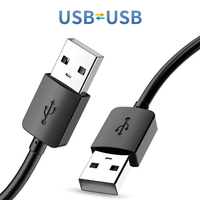 1m Double USB 2.0 USB A Male to Male Computer Extension Cable Adapter Connector Extender Cord High Speed Transfer Data Sync Line