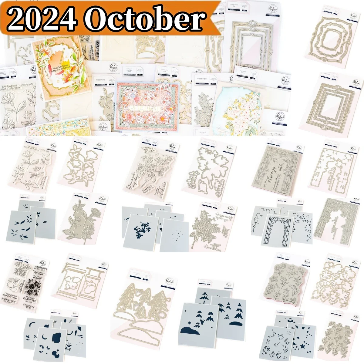 

2024 October New Botanicals Flower Frames Clear Stamps Cutting Dies Stencil Hot Foil DIY Scrapbook Paper Card Template Supplies