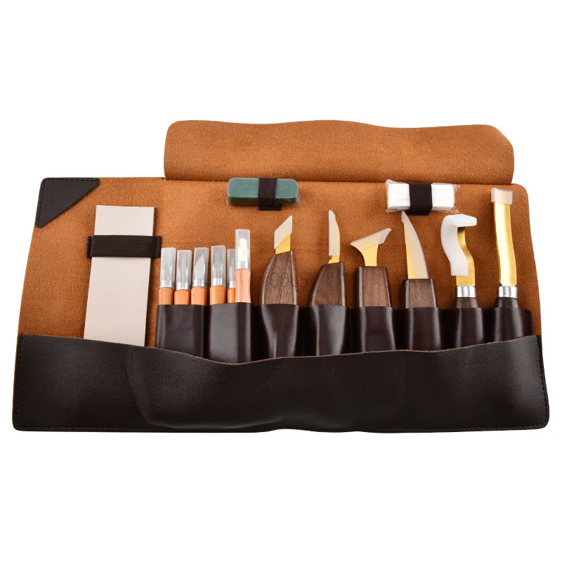 

16 шт., набор гравировальных ножей, многофункциональные ножи для резьбы по дереву, квадратная ручка, нож для бритья по дереву, золото, титановое покрытие, ручные инструменты