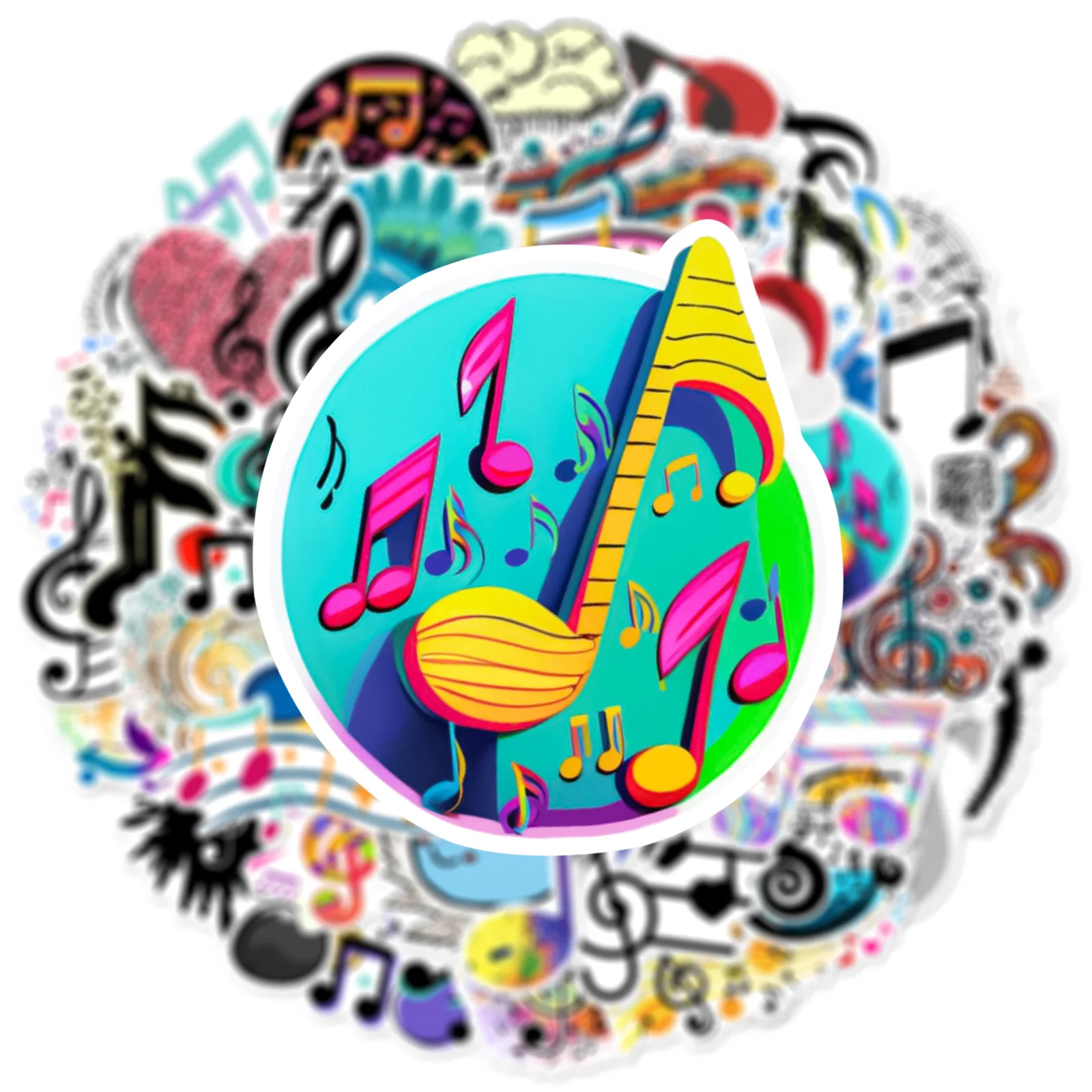 60Pcs Music Note Stickers Graffiti Vintage Rock Roll Decals for Laptop Guitar Water Bottle Waterproof Aesthetic DIY Crafts