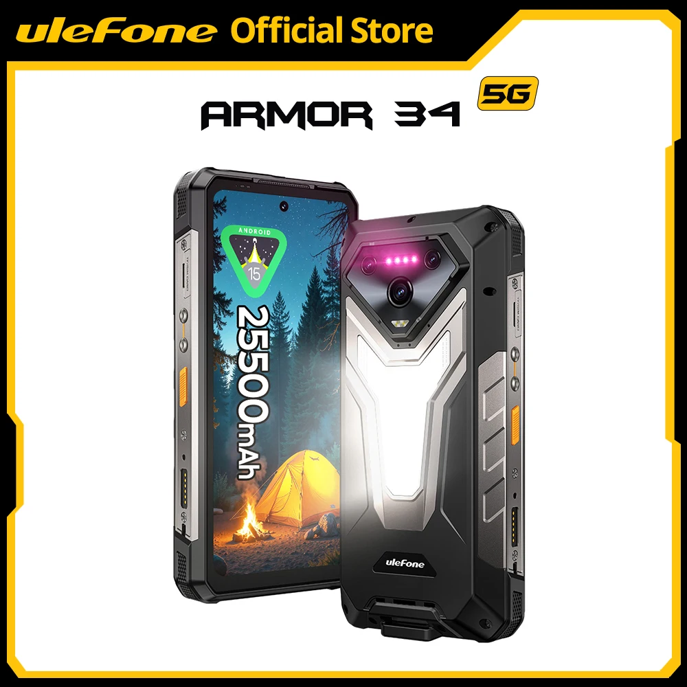 【World Premiere】Ulefone Armor 34 5G AI Rugged Phone 25500mAh Up to 32GB+512GB 120Hz 6.95