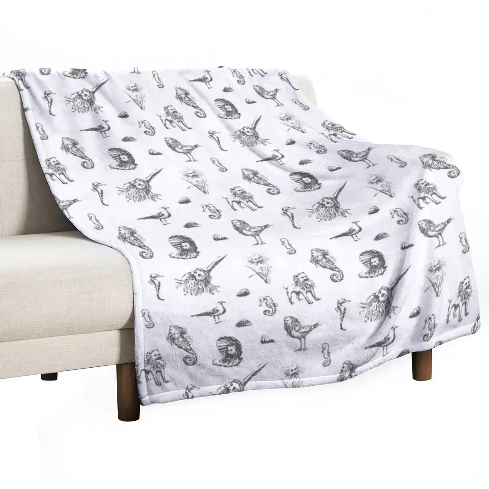 Rent-Free Blackbeard Sketches - gray Throw Blanket Plaid on the sofa for winter Blankets