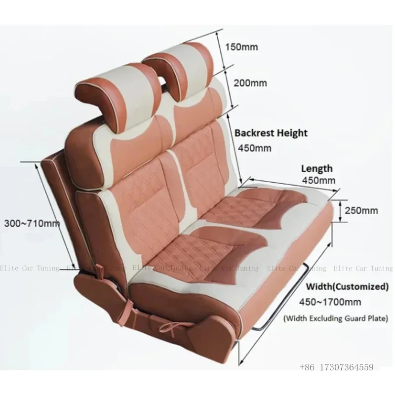 Customized  Leather 3 Folded  Reclining Modified Car Passenger Seats